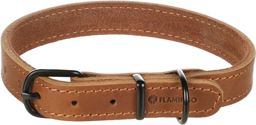 Halsband Montana Leder Cognac M 37-45CM 20MM von Flamingo