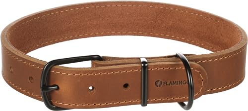 Halsband MONTANA Leder COGNAC XL 47,5-58CM 28MM von Flamingo