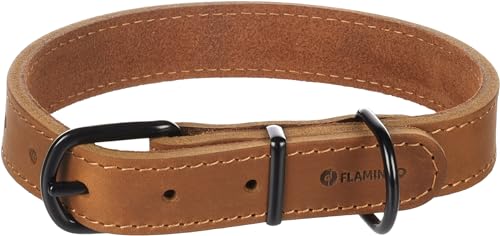 Halsband MONTANA Leder COGNAC M/L 38,5-48,5CM 25MM von Flamingo