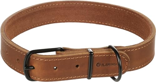 Halsband MONTANA Leder COGNAC XXL 53-63CM 28MM von Flamingo