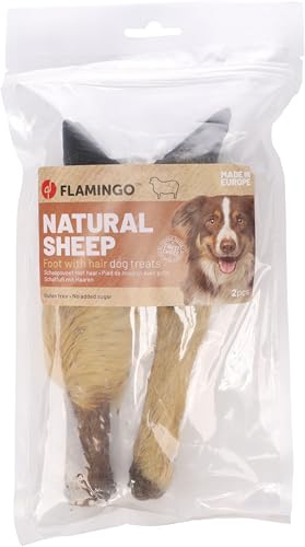 Flamingo Snack Nature – Schafshuf mit Haar | 100% Natürlich & Artgerechter Kausnack für Hunde! von Flamingo