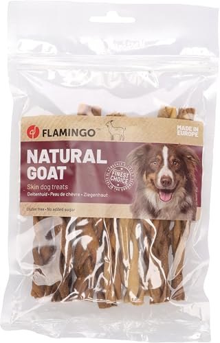 Flamingo Snack Nature – Ziegenhaut Dünn | 100% Natürlich & Leicht Verdaulich für Hunde! von Flamingo