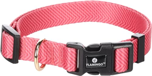 Flamingo Halsband für Hunde Noekie rosa M - 40-55cm x 20mm - Stufenlos verstellbar mit klickschnalle von Flamingo