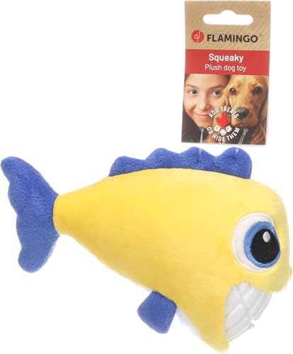 Flamingo Spielzeug Gebla Fisch Gelb – Mit Squeaker für Extra Spielspaß, Kann Mit Snacks Gefüllt Werden von Flamingo