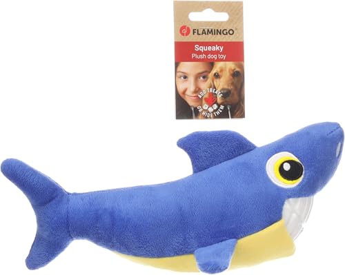 Flamingo Spielzeug Gebla Hai Blau – Mit Squeaker für Extra Spielspaß, Kann Mit Snacks Gefüllt Werden von Flamingo