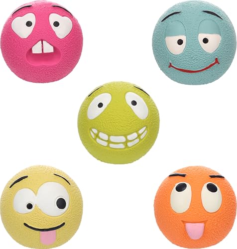 Flamingo Spielzeug für Hund Bekki Ball Emojis mehere Farben - 6,5x6,8x6,2cm - Mit Squeaker - Keine Farbwahl möglich von Flamingo