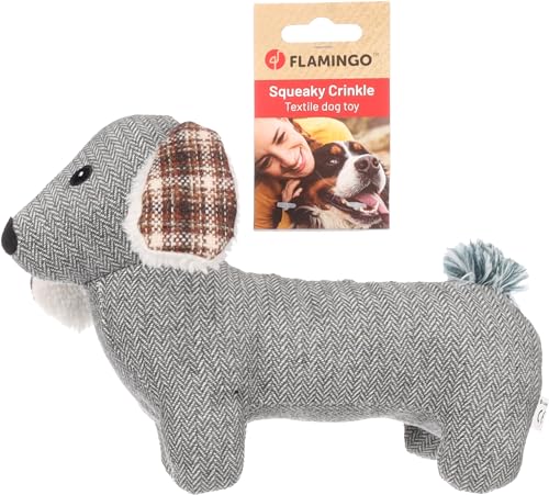 Flamingo Hundespielzeug „Britta Hund Grau“ – Ideal für Labrador, Beagle, Französische Bulldogge und Jack Russell, robust und interaktiv von Flamingo