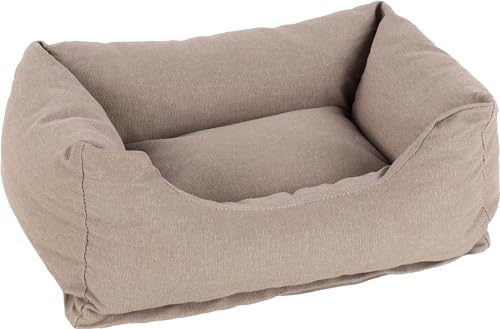 FLAMINGO Valeco Hundebett/Katzenbett, Taupe, rechteckig, 65 x 50 x 20 cm, waschbar, Rutschfester Boden, Abnehmbarer Bezug, weicher und bequemer Schlafplatz von Flamingo