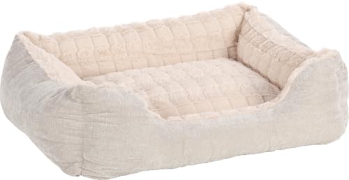 Flamingo Hundebett Verona Rechteckig Beige – A: 65 cm, B: 50 cm, C: 20 cm, Waschbar, Antislip, Warm und Zart, Stilvoll, Passt In Jedes Interieur! von Flamingo