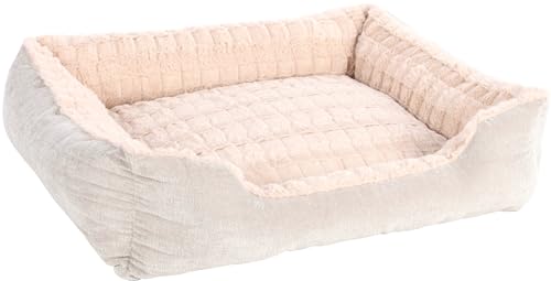 Flamingo Hundebett Verona Rechteckig Beige – A: 80 cm, B: 67 cm, C: 22 cm, Waschbar, Antislip, Warm und Zart, Stilvoll, Passt In Jedes Interieur! von Flamingo