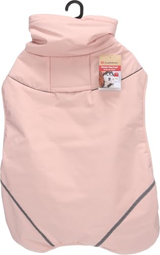 Flamingo Wintermantel für Hunde Cujo rosa - Größe 55cm (A: 55 cm, B: 58 cm, C: 64-74 cm) - Ideal für Border Collie, Cocker Spaniel, Labrador, Vizsla und Beagle von Flamingo