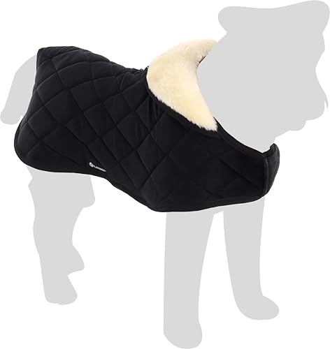 Flamingo Winterjacke Jaffa Schwarz – A: 40 cm, B: 42-45 cm, C: 50-54,5 cm, Weiches Fleece, Polyester, Waschbar, Langlebig und Stilvoll – Ideal für Mittelgroße Hunde! von Flamingo