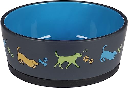 Futter- UND TRINKNAPF Hund CORI Keramik BLAU RUND Anti-RUTSCH 1250ML 18,5x7,5CM von Flamingo