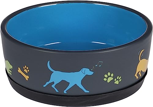 Futter- UND TRINKNAPF Hund CORI Keramik BLAU RUND Anti-RUTSCH 500ML 14x5,5CM von Flamingo