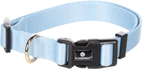 Flamingo Halsband für Hunde Noekie blau M - 40-55cm x 20mm - Stufenlos verstellbar mit klickschnalle von Flamingo