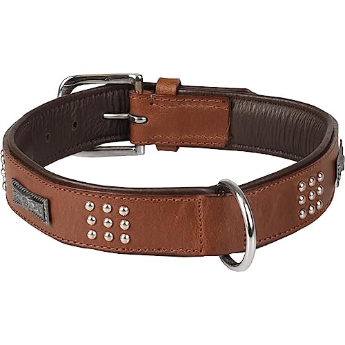 Halsband Sedona Leder + SCHMUCKELEMENTEN BRAUN XL 47-55CM 37MM von Flamingo