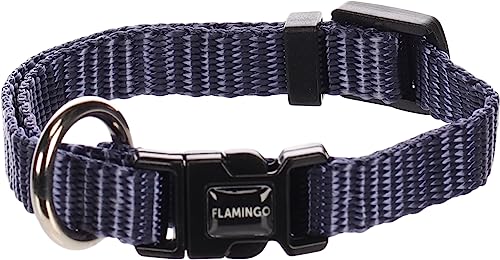 Flamingo Halsband für Hund Ziggi granitblau XXS - 15-25cm 10mm - Stufenlos verstellbar - Mit zugentlastung von Flamingo