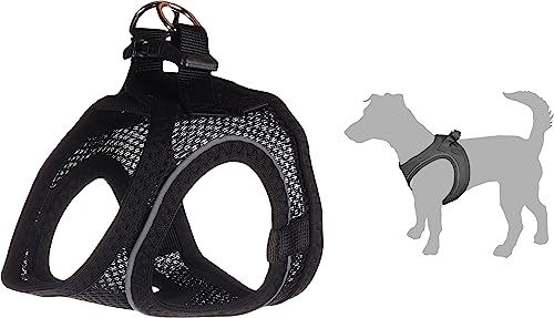 Flamingo Step-Go Bento Geschirr – Schwarz, S (A:30-35 cm, B:37-40 cm, 3 mm), Komfortabel und Verstellbar, Ideal für Jack Russell Terrier, Französische Bulldogge, Zwergschnauzer, Mops usw. von Flamingo