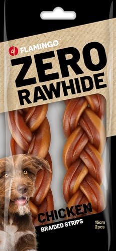 Zero Rawhide GEFLOCHTENE Streifen MIT Huhn 15CM 2ST 120G von Flamingo