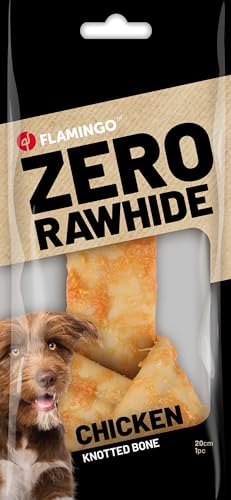 Zero Rawhide GEKNOTETER Knochen MIT Huhn 20CM 1ST 180G von Flamingo