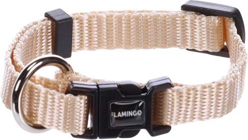 Flamingo Halsband für Hund Ziggi beige XXS - 15-25cm 10mm - Stufenlos verstellbar - Mit zugentlastung von Flamingo