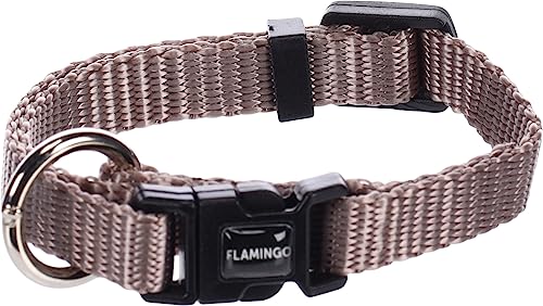 Flamingo Halsband für Hund Ziggi Taupe XXS - 15-25cm 10mm - Stufenlos verstellbar - Mit zugentlastung von Flamingo