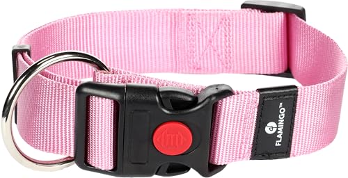 Flamingo Halsband für Hund Ziggi rosa XL - 55-75cm 40mm - Stufenlos verstellbar - Mit zugentlastung - Klickschnalle mit Sicherheitsschloss von Flamingo