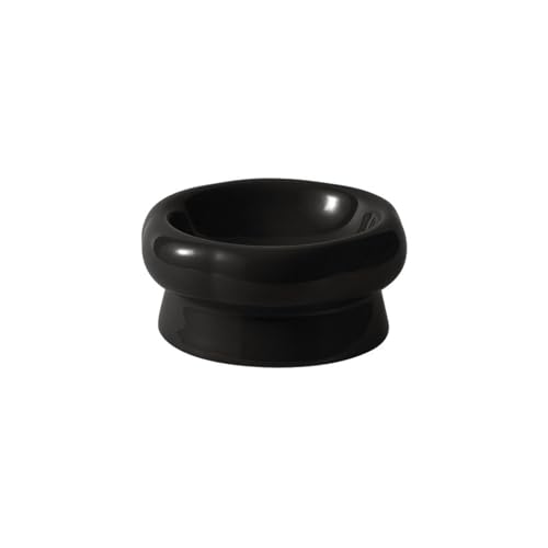 Keramik-Katzennapf, hoher Fußschutz, Halswirbel, Katzenfutternapf, Katze, Hund, Katzenbecken, Trinknapf, Haustier-Snacks, Keramiknapf/778 (Color : Sixpetal Bowl Light Black) von Flayerme