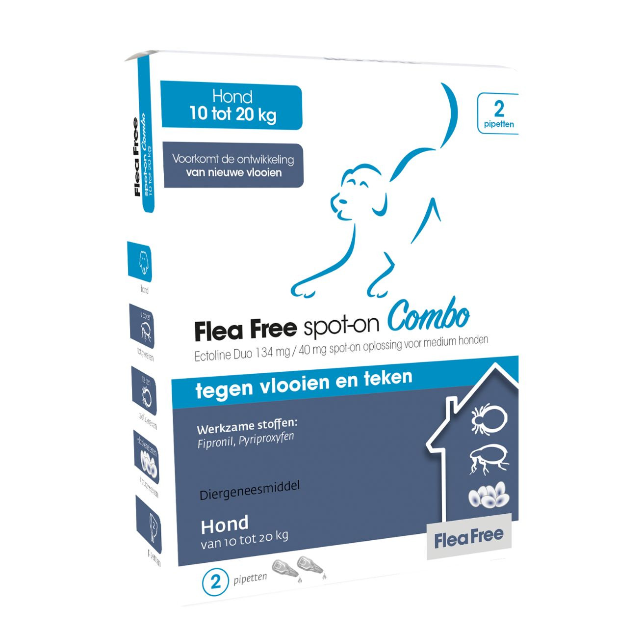 Flea Free Spot-On Combo für Hunde 10 - 20 kg 2 x 4 Pipetten von Flea Free