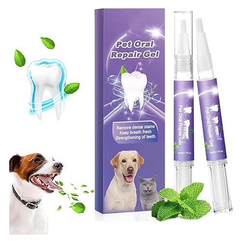 Cvreoz Pet Oral Repair Gel, Cvreoz Pet Oral Restoration Whitening Gel, Pet Brush Free Oral Gel for Pets Pet Teeth Oral Care Gel for Eliminate Bad Breath, Targets Tartar (2PC) von Fledimo