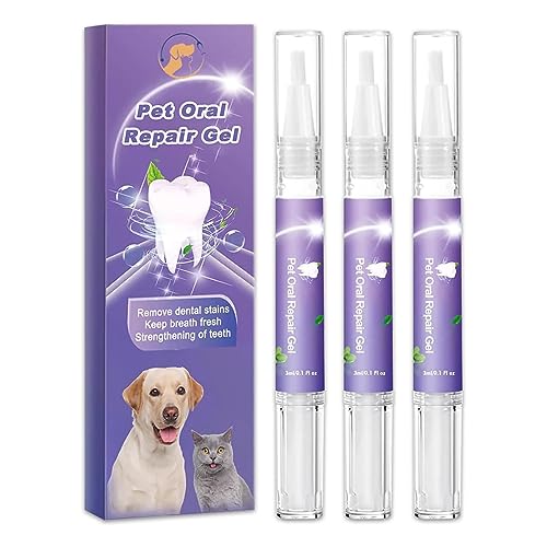 Cvreoz Pet Oral Repair Gel, Cvreoz Pet Oral Restoration Whitening Gel, Pet Brush Free Oral Gel for Pets Pet Teeth Oral Care Gel for Eliminate Bad Breath, Targets Tartar (3PC) von Fledimo