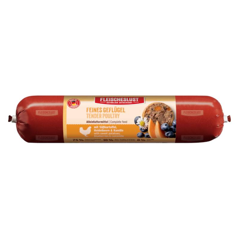 Fleischeslust Classic 8 x 400 g - Feines Geflügel mit Süßkartoffel, Heidelbeere & Kamille von Fleischeslust