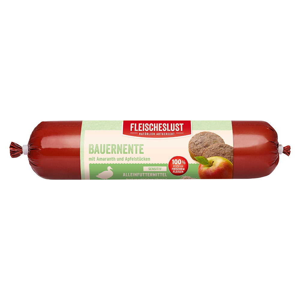 Fleischeslust Sensitiv 6 x 800 g - Bauern-Ente mit Amaranth & Apfelstücken von Fleischeslust