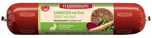 Fleischeslust Kaninchen mit Rind mit Erbse, Birne & roter Bete Wurst (1 x 800 Gramm) von Fleischeslust