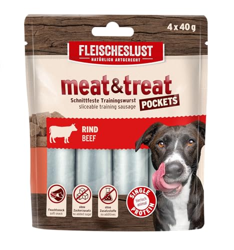 Fleischeslust Meat & Treat Pockets Rind (4 x 40g) von Fleischeslust