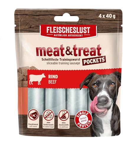 Fleischeslust meat & treat Pockets Rind (4 x 40g) von Fleischeslust