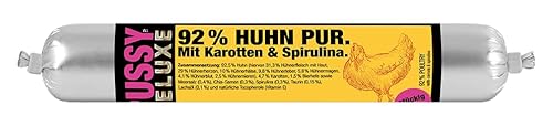 Pussy Deluxe Huhn PUR mit Karotten und Spirulina (33 x 100 Gramm) Alleinfutter für Katzen von Fleischeslust