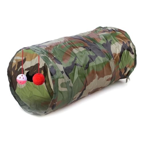 Flero Katzentunnel in gerader Form für Katzen, Kätzchen, Welpen, Kaninchen und andere Kleintiere (Camo) von Flero