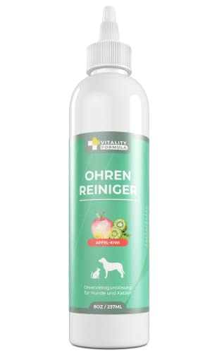 Vitality Formula Limited Ohrreingiger für Hund und Katze 237ml - löst Verschmutzungen und lindert Juckreiz - Apfel Kiwi von Flex