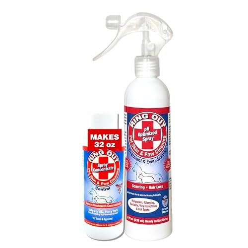 FlexTran Ring Out for Pets Control & Help Ringworm | Clean Pets Skin & Paws | Recovery & Juckreiz Beruhigendes Spray für Hund, Katze, Meerschweinchen, kleine oder große Tiere/Haustier (Leere von FlexTran