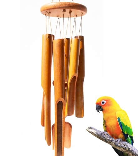 FlidRunest Conure Vogel-Kauspielzeug, Holz mit Bambusstab, Vogel-Windspiel, Papageienkäfig, hängende Bereicherung Spielzeug für Sittiche, Wellensittiche, Nymphensittiche, Nymphensittiche, Lovebird, von FlidRunest