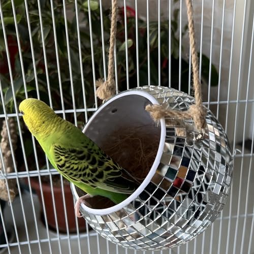 FlidRunest Discokugel Vogelnest Hängendes Vogelhaus Papageienzuchthaus Discokugelbett Hängematte für Vogel, Conure, Nymphensittiche, Lovebird, Kanarienvögel, Hamster, Einsiedlerkrebs von FlidRunest