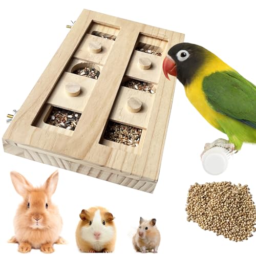 FlidRunest Extra große Vogelfutterstation aus Holz, Intelligenzspielzeug, Vogelsamenbox für mittelgroße und große Papageien, Sonnenconures, Caique, Kakadu, afrikanisches Grau, Aras, Amazon von FlidRunest