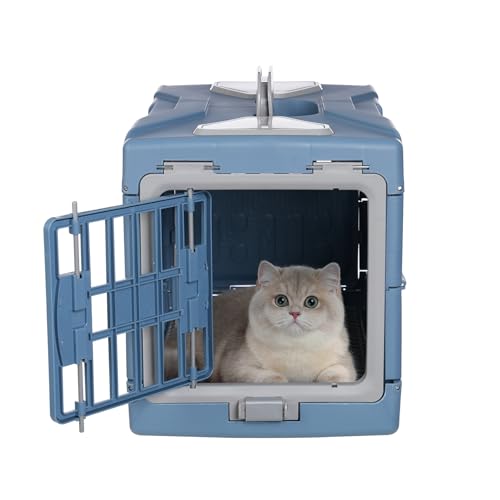 Fliuyr Tragbare Haustierbox,Faltbare Transportbehälter,Große Katzentrage mit Zwei-Wege-Tür und Transparentes Fenster,Hängebox für Katzen, Kleine Hunde, Welpen, Kätzchen,56x33x37cm von Fliuyr