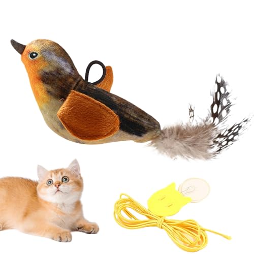 Flkiglm Chirping Bird Cat Toy, zwitschern Vogelspielzeug für Katzen - Quietschende Katzen Teaser -Spielzeuge - Haustierspielgerät für Stressabbau, Kätzchen -Training -Kauwerkzeug mit Squeaker von Flkiglm