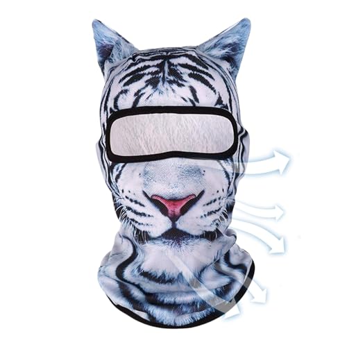 Flkiglm Katzengesichtsabdeckung, Kitty Ski Masqueraden,Leichte atmungsaktive 3D -Gesichtsbedeckung mit Ohren | Katze Sonnenschutztuch Winddicht für Ski -Outdoor -Aktivitäten von Flkiglm