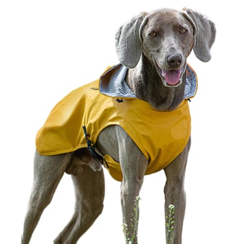 Regenjacke für Hunde, Hunde Regenmantel,Slicker Poncho mit Kapuze mit reflektierenden Streifen - Verstellbare Schnallen, leichte wasserfeste Kleidung für sicheren Tierregenschutz von Flkiglm