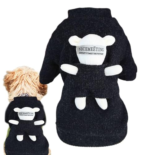 Rollkragenpullover für Hunde, Pullover für kleine Hunde | Warme Haustierkleidung für kaltes Wetter mit Bärenpuppe | Verdickte Winterkleidung für Hunde, warme Haustierkleidung für kaltes Wetter für Wel von Flkiglm