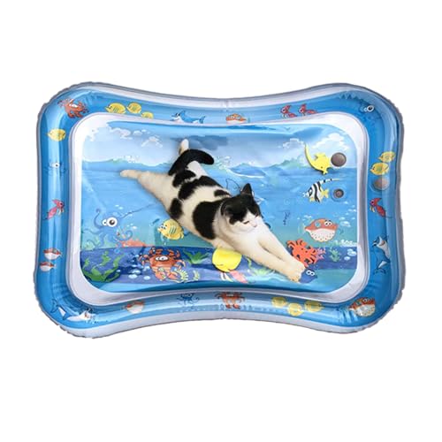 Wasserspielmatte für Haustiere, Wasserspielmatte für Katzen, Auslaufsichere Wasserspielmatte für Katzen aus PVC, Wärmeabsorbierende Sommer-Must-Have-Matte für bequemes Spielen mit Haustieren im Innenh von Flkiglm