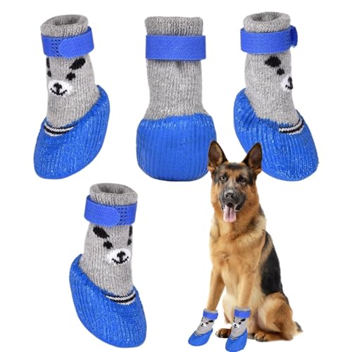 wasserdichte Hundeschuhe, Hundepfotenschutz - Anti-Rutsch-Hundestiefel für den Winter,Hunde-Schuhüberzug mit verstellbarem Riemen, atmungsaktive Hundeschuhe, Heimtierbedarf für große, mittelgroße und von Flkiglm